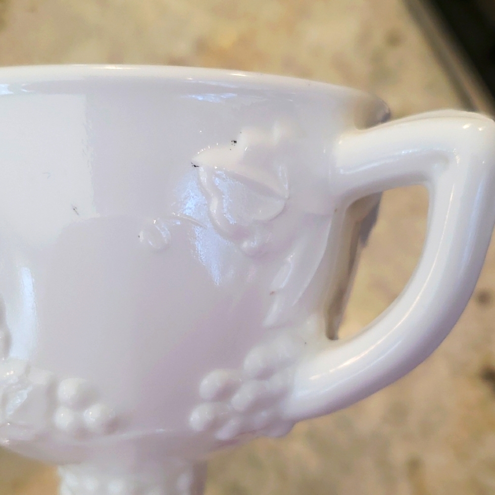 Antique Milk Glass Cup/Sugar Bowl and Creamer - Picture 8 of 12